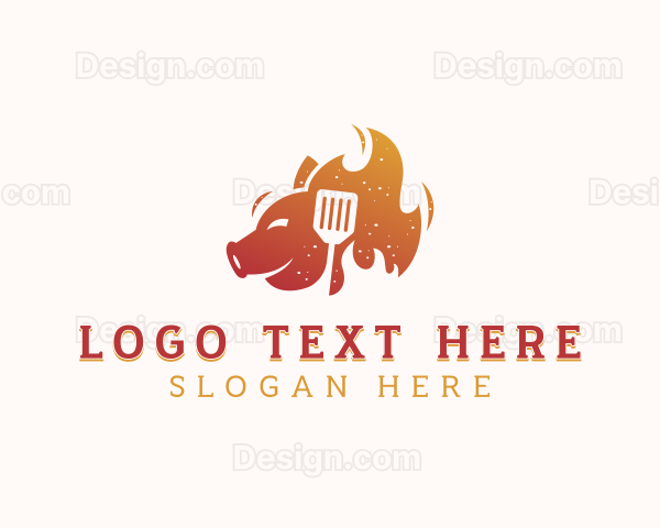 Barbecue Flaming Pig Logo