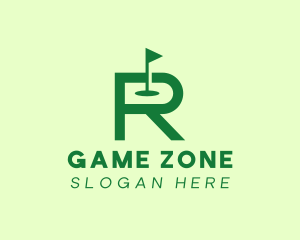 Green Golf Course Letter R Logo