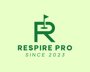 Green Golf Course Letter R logo design