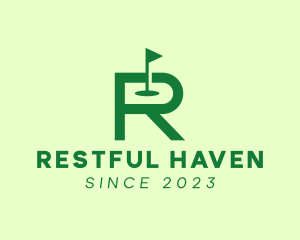 Green Golf Course Letter R logo design