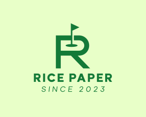 Green Golf Course Letter R logo design