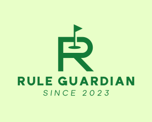 Green Golf Course Letter R logo design