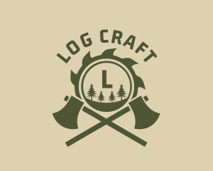 Axe Log Woodworking logo design