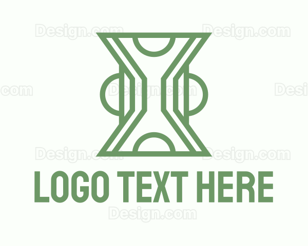 Green Line Art Hourglass Logo