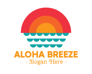 Summer Ocean Sunset logo design