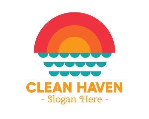 Summer Ocean Sunset logo design