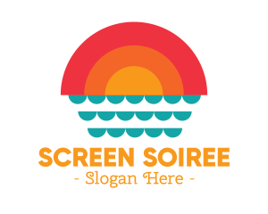 Summer Ocean Sunset logo design