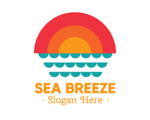 Summer Ocean Sunset logo design