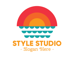 Summer Ocean Sunset logo design