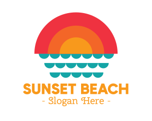 Summer Ocean Sunset logo design