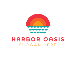 Summer Ocean Sunset logo design