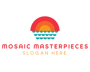 Summer Ocean Sunset logo design