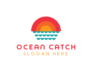 Summer Ocean Sunset logo design