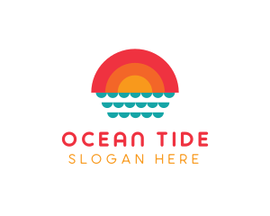 Summer Ocean Sunset logo design