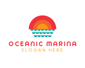 Summer Ocean Sunset logo design