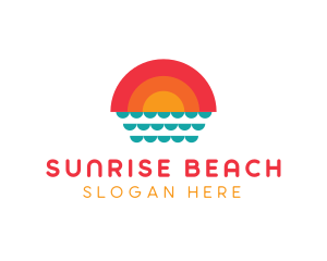 Summer Ocean Sunset logo design