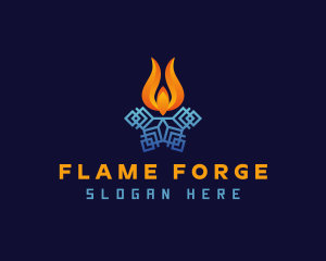 Flame Snowflake HVAC logo design