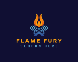 Flame Snowflake HVAC logo design