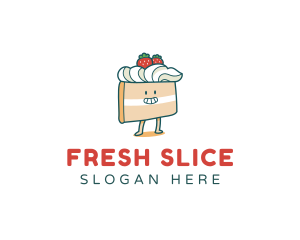 Cute Cake Slice logo design