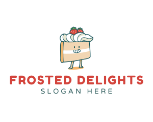 Cute Cake Slice logo design