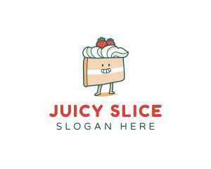 Cute Cake Slice logo design