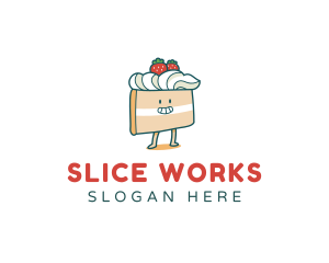 Cute Cake Slice logo design