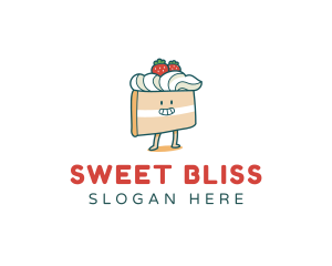 Cute Cake Slice logo design