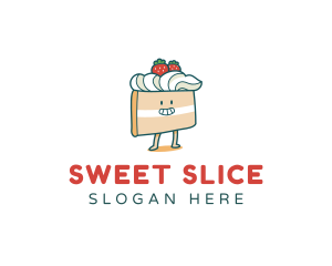 Cute Cake Slice logo design