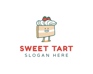 Cute Cake Slice logo design