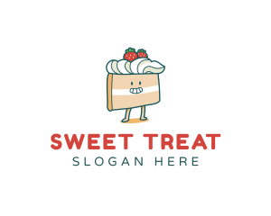 Cute Cake Slice logo design