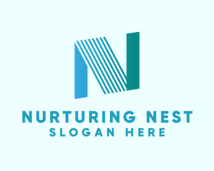 Blue Line Motion Letter N logo design