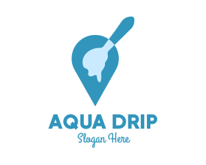 Blue Dripping Spoon Locator logo design