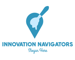 Blue Dripping Spoon Locator logo design