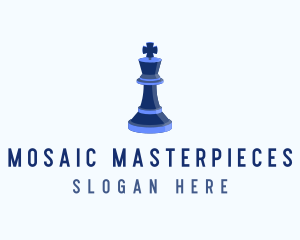 Isometric King Chess Piece logo design