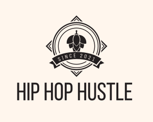 Hipster Hops Barley Banner logo design