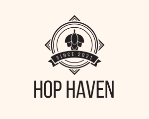 Hipster Hops Barley Banner logo design