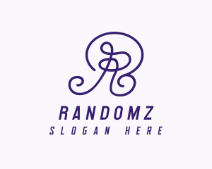 Purple Script Letter R  logo design