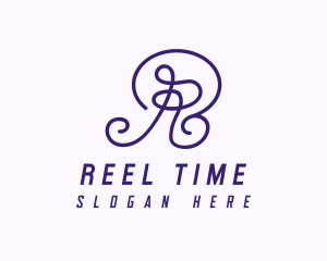 Purple Script Letter R  logo design