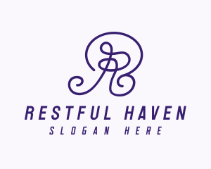 Purple Script Letter R  logo design