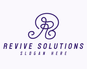 Purple Script Letter R  logo design