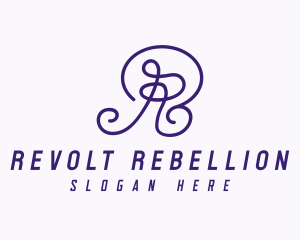 Purple Script Letter R  logo design