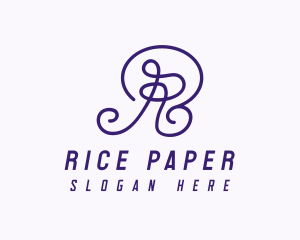 Purple Script Letter R  logo design