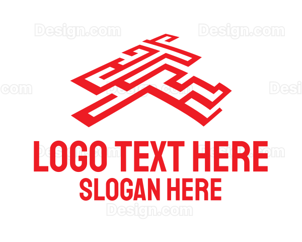 Red Labyrinth Maze Logo