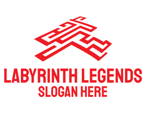 Red Labyrinth Maze logo design