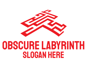 Red Labyrinth Maze logo design