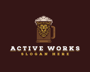 Lion Beer Mug logo design