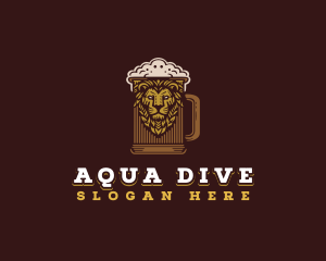 Lion Beer Mug logo design