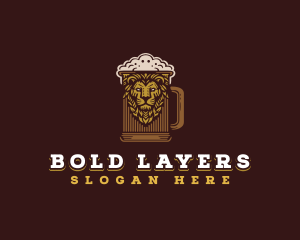 Lion Beer Mug logo design