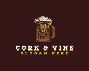 Lion Beer Mug logo design