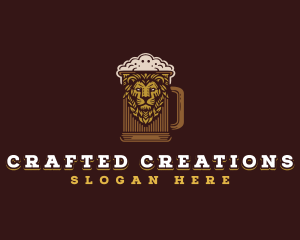 Lion Beer Mug logo design